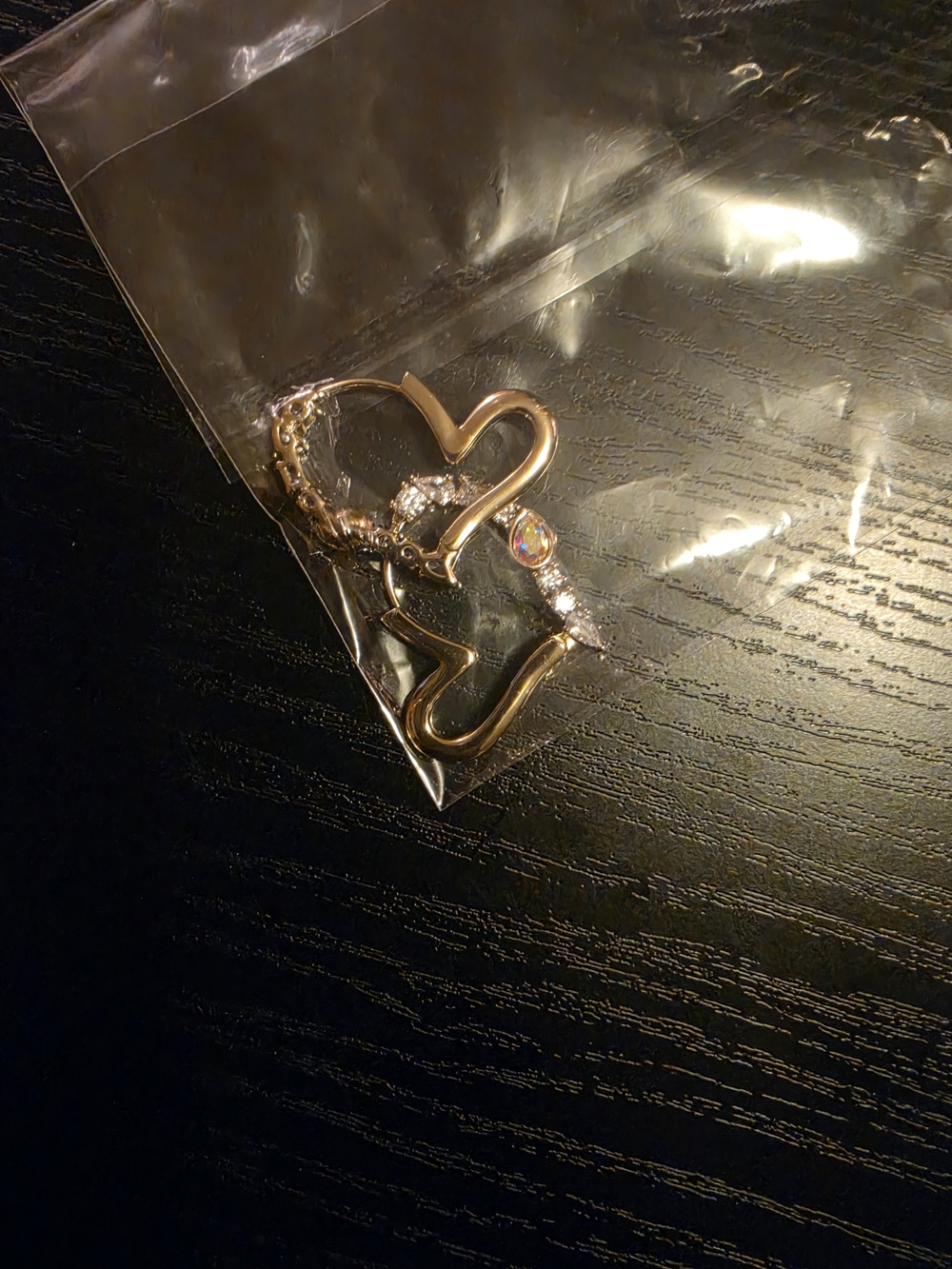Gold Heart Hoop Earrings with Stunning Crystal Accent